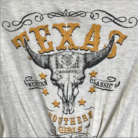 Kali Reve Texas Tie Front Cropped T-Shirt - Picture 2 of 7